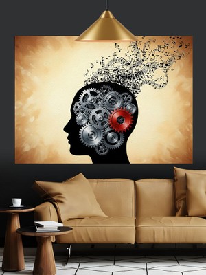 Karizma Tablo Insan Kafasında Soyut Düşünceler Dekoratif Kanvas - Mdf Ahşap Tablo