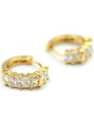 Ucuzageliyor Taşlı Halka Küpe - Altın