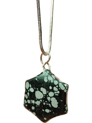 Obsidyen Doğal Taşı Zincirli El Yapımı Kolye Uç: 2 cm Zincir: 20 cm Kutulu