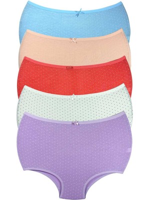 5 Adet Puantiyeli Kadın Toparlayıcı Yüksek Bel Bato Külot