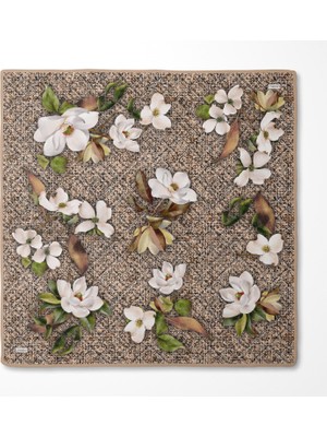 Levidor Çiçek Desenli Twill Ipek EŞARP-0942