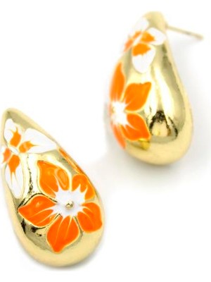 Çiçek Küpe - Turuncu