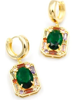 Taşlı Küpe - Yeşil