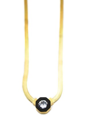 Çağla Italyan Zincir Çelik Kolye - Altın