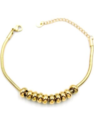 Halkalı Yılan Zincir Bileklik - Altın