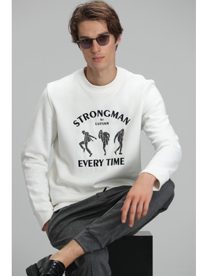 Lufian Edwın Erkek Sweatshirt Kırık Beyaz