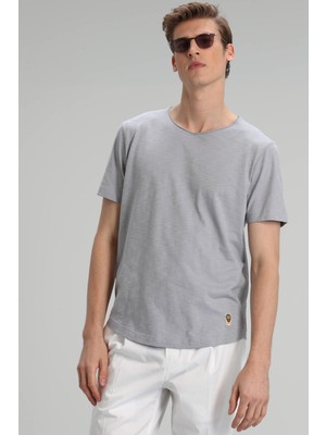 Lufian Junya Erkek Basic Tişört Açık Gri