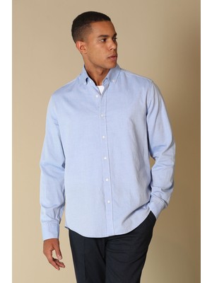 Lufian Danıel Erkek Smart Gömlek Comfort Slim Fit Mavi