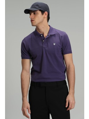 Lufian Laon Spor Polo Yaka Erkek Tişört Mor