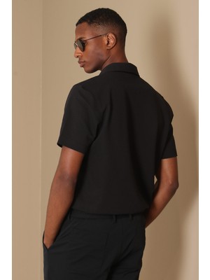 Lufian Kaya Smart Erkek Polo Tişört Siyah