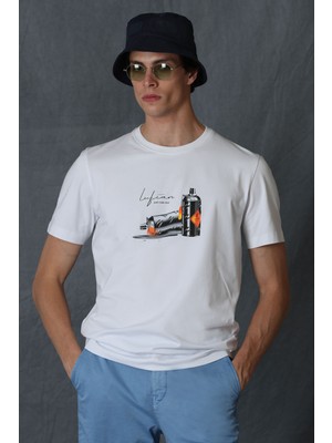 Lufian Andy Modern Grafik T- Shirt Beyaz