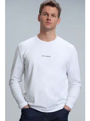 Lufian Moss Erkek Uzun Kol Tişört Kırık Beyaz