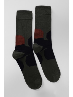 Lufian Flower Erkek Çorap Haki