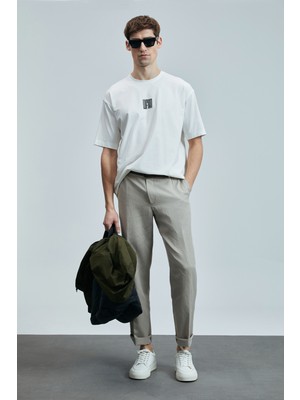 Lufian Helıx Modern Grafik T- Shirt Kırık Beyaz