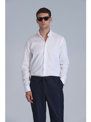 Lufian Jakob Erkek Basic Gömlek Slim Fit Beyaz