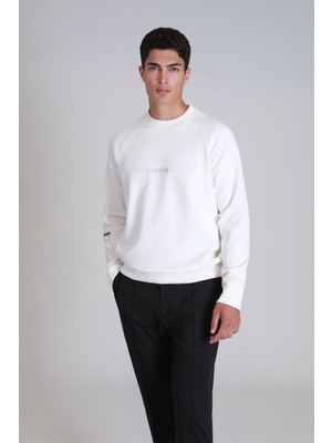 Lufian Squıre Erkek Sweatshirt Kırık Beyaz
