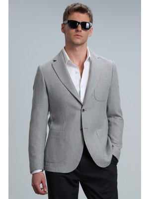 Lufian Gabrıel Spor Erkek Blazer Ceket Slim Fit Gri