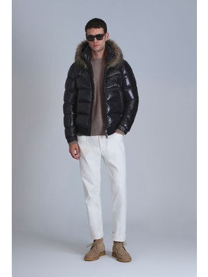 Lufian Jeam Kaz Tüyü Erkek Mont Siyah