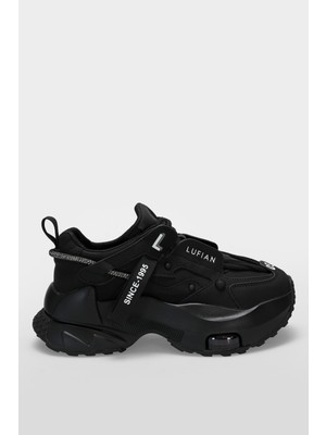 Lufian Kadın Sneaker Ayakkabı Siyah %100 Mikrofiber Deri Kısa Tabanlı Rahat Kullanım