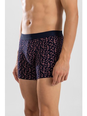 Baykar Erkek Desenli Likralı Pamuklu Desenli Boxer 1424 Turuncu