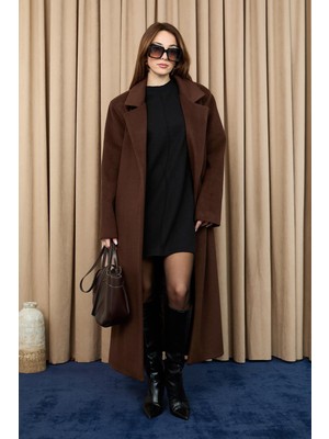 Puane Kadın Kruvaze Yaka Kaşe Kaban -15237KBN