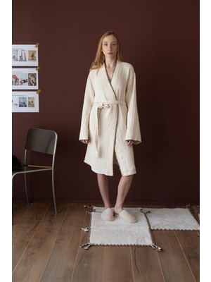 İrya Loom 4 Katlı Çoban Dikşili Kadın Bornoz Kum Bej