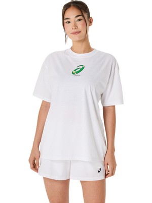Asics Court Graphic Ss Top Kadın Beyaz Kısa Kollu Tshirt 2042A379-100