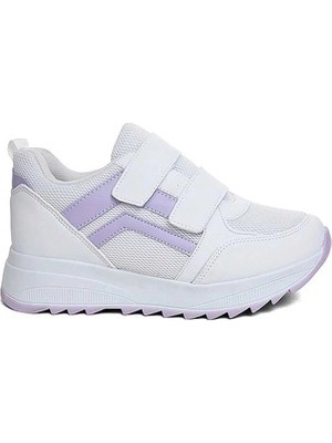 Mergenshoes Tmp Beyaz Mor Cırtlı Günlük Kadın Spor Ayakkabı