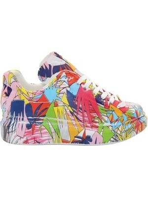 Mergenshoes 0330 Kırmızı Sarı Dikişli Günlük Kadın Spor Ayakkabı