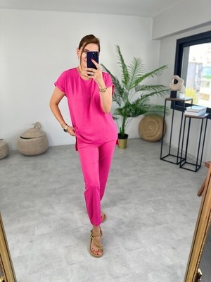 Meğdaix Kadın Bisiklet Yaka Paça Pensli Aerobin Kumaş Ikili Takım