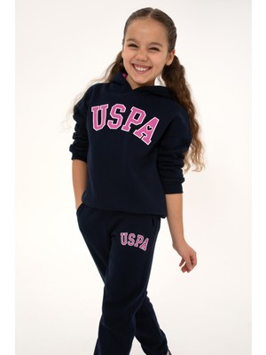 U.S. Polo Assn. Kız Çocuk Lacivert Şardonlu Kapüşonlu Sweatshirt 50317890-VR033