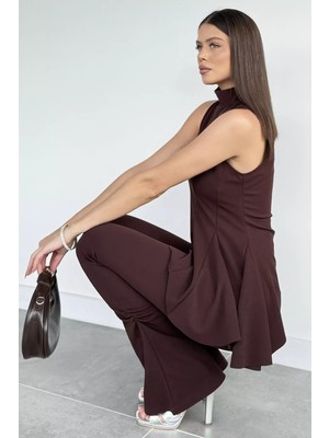 Gülseli Kadın Dik Yaka Bluz Bel Lastikli Paça Büzgülü Pantolon Ikili Takım P-00019255