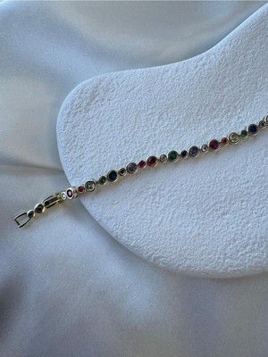 Renkli Taşlı Çelik Bileklik