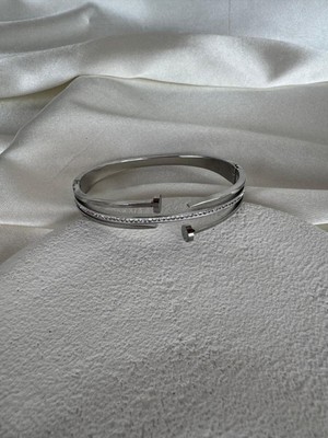 Çelik Taşlı Kalın Çivi Kelepçe Çelik Bileklik