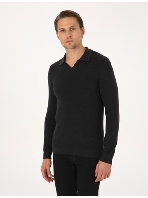 Pierre Cardin Erkek Antrasit Melanj Slim Fit Kazak 50315754-VR081