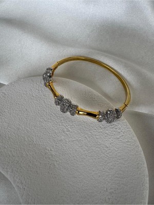 18 Ayar Gold Çift Renkli Kelepçe Bileklik