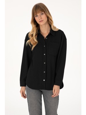U.S. Polo Assn. Kadın Siyah Örme Gömlek 50309039-VR046