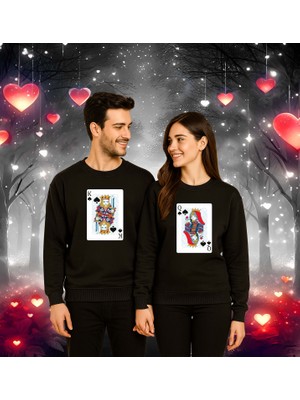 Sedirli Unisex Sevgililer Günü Baskılı Yetişkin Swaetshirt 3 Iplik Şardonlu