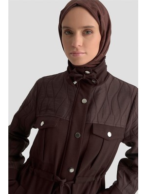 Armine Kapitone Mixli Örme Giyçık 25KD1602 Acı Kahve