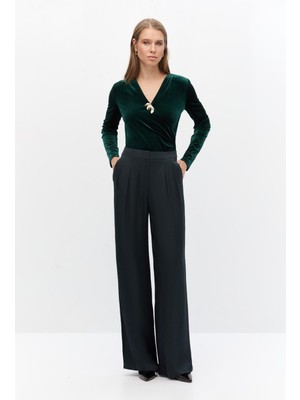 SHN Pileli Viskon Saten Pantolon