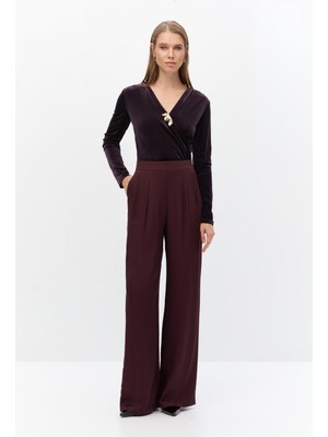 SHN Pileli Viskon Saten Pantolon