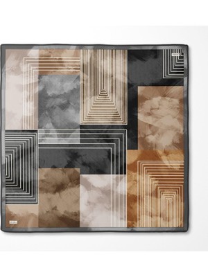 Levidor Geometrik Desen Twill Ipek EŞARP-0941 Füme