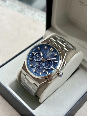 Ferro FM43027A-A3 Quartz Çelik Gri Lacivert Kadran 42 mm Erkek Kol Saati