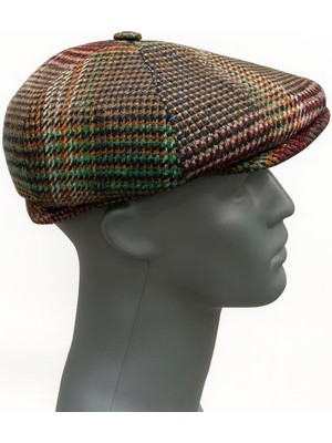Aydın Şapkacınız Erkek Kışlık Kaşe Kumaş Desenli Arkası Lastikli Standart Kasket Şapka (Newsboy Cap)