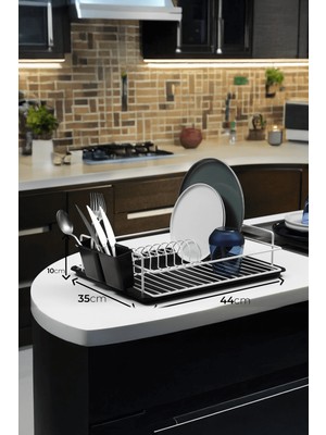 Sas Haus Tek Katlı Beyaz Bulaşıklık – Dayanıklı Paslanmaz Termoplastik Kaplama Bulaşık Sepeti, Tepsili, Tabak ve Kaşık Kurutmalık