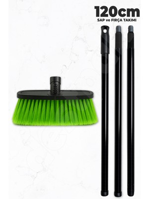 Destpak Saplı Ev Fırçası - Ekstra Kaliteli - 120CM Sap - Demonte Sap - Uzun Fırça Kılı - Oto Fırçası