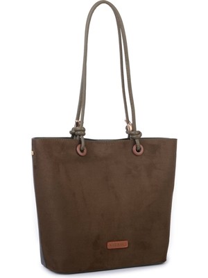 Nas Bag Hafif  Kadın  Büyük Boy Omuz Çantası Yeşil Süet