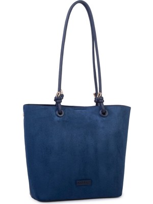  Nas Bag Hafif  Kadın  Büyük Boy Omuz Çantası Lacivert  Süet