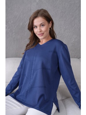 Fresh Moda Kadın Yumuşak Dokulu V Yaka Triko Kazak