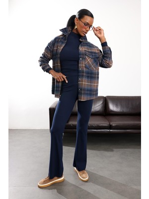 5in1Canpolat Lacivert Ispanyol Paça Tayt Pantolon 24135